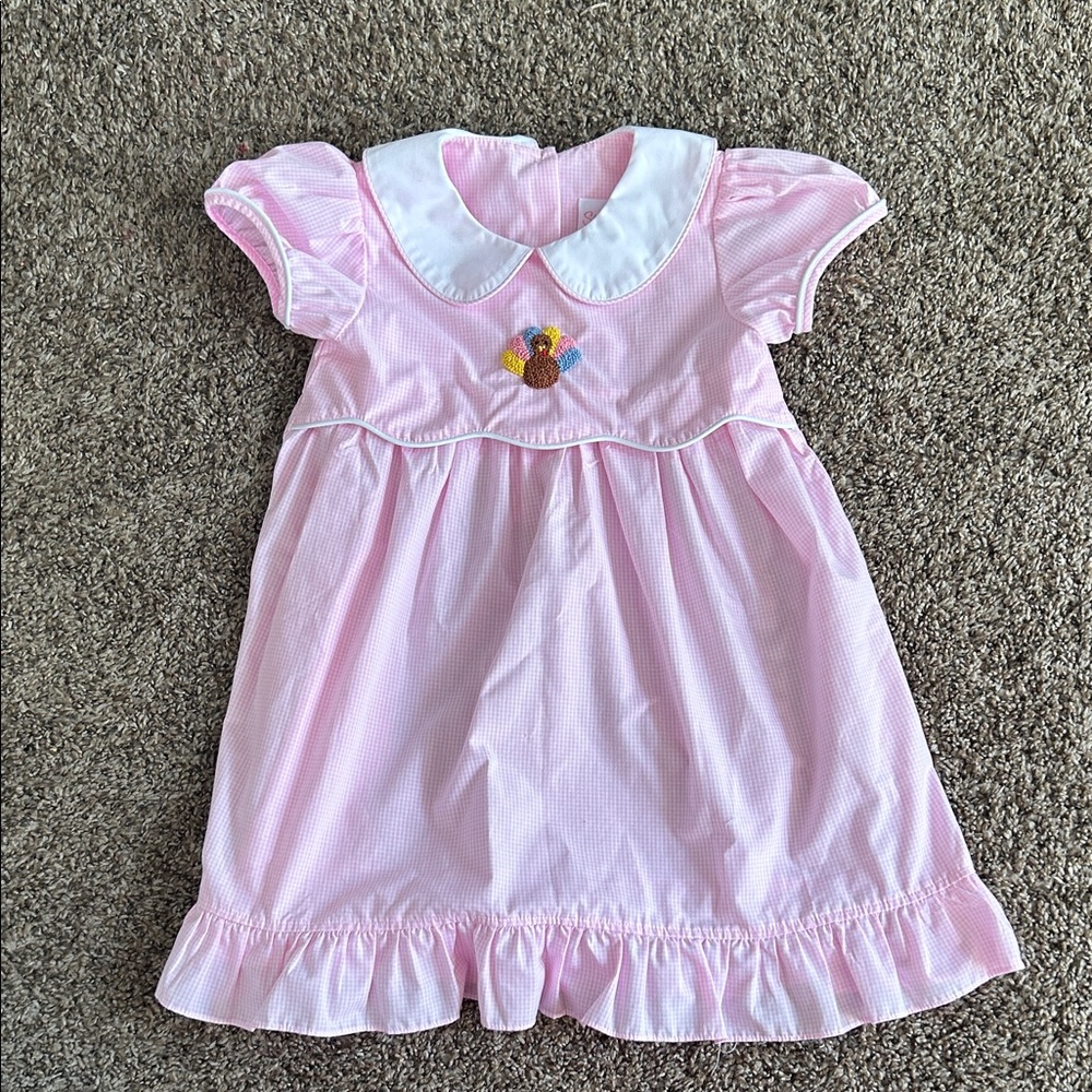 Pink Kids Casual Dress with Embroidery